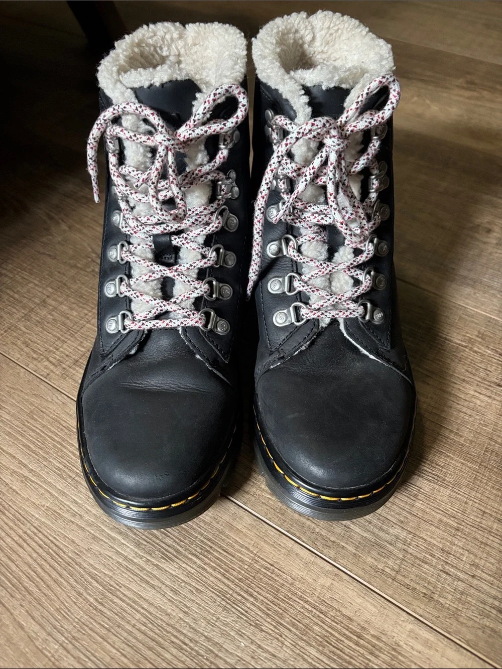 Dr. Martens Black Sherpa-Trim Lace-Up Winter Boots